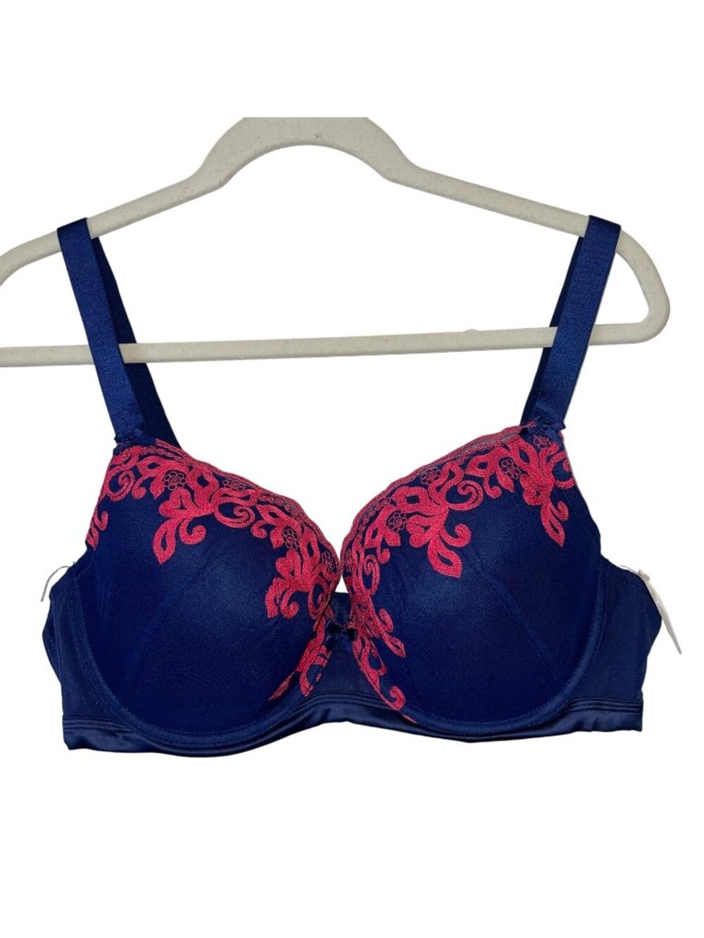 NWT Adore Me Navy Blue & Pink Lace Trim Underwire Bra Size 42D